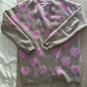 Pink Heart Patterned Sweater
